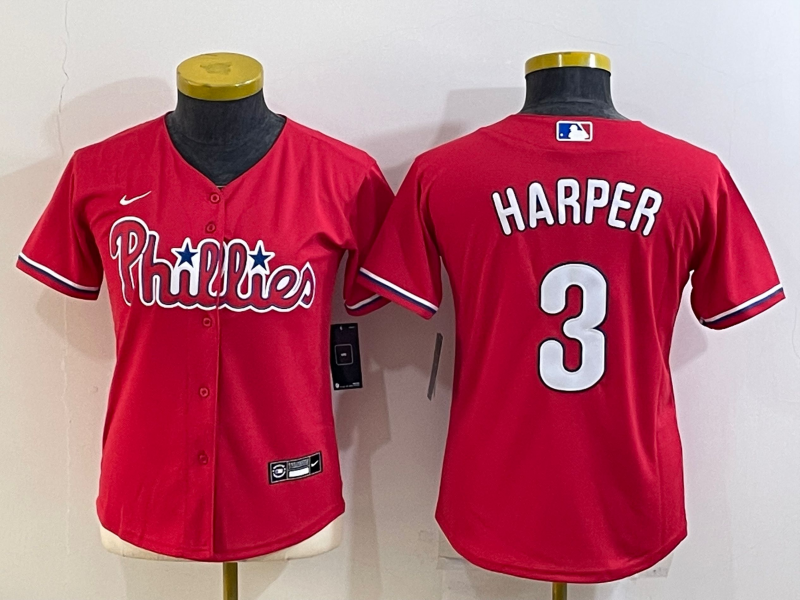 Youth Philadelphia Phillies #3 Bryce Harper Red Cool Base Stitched Baseball Jersey Youth Philadelphia Phillies #3 Bryce Harper Red Cool Base Stitched Baseball Jersey